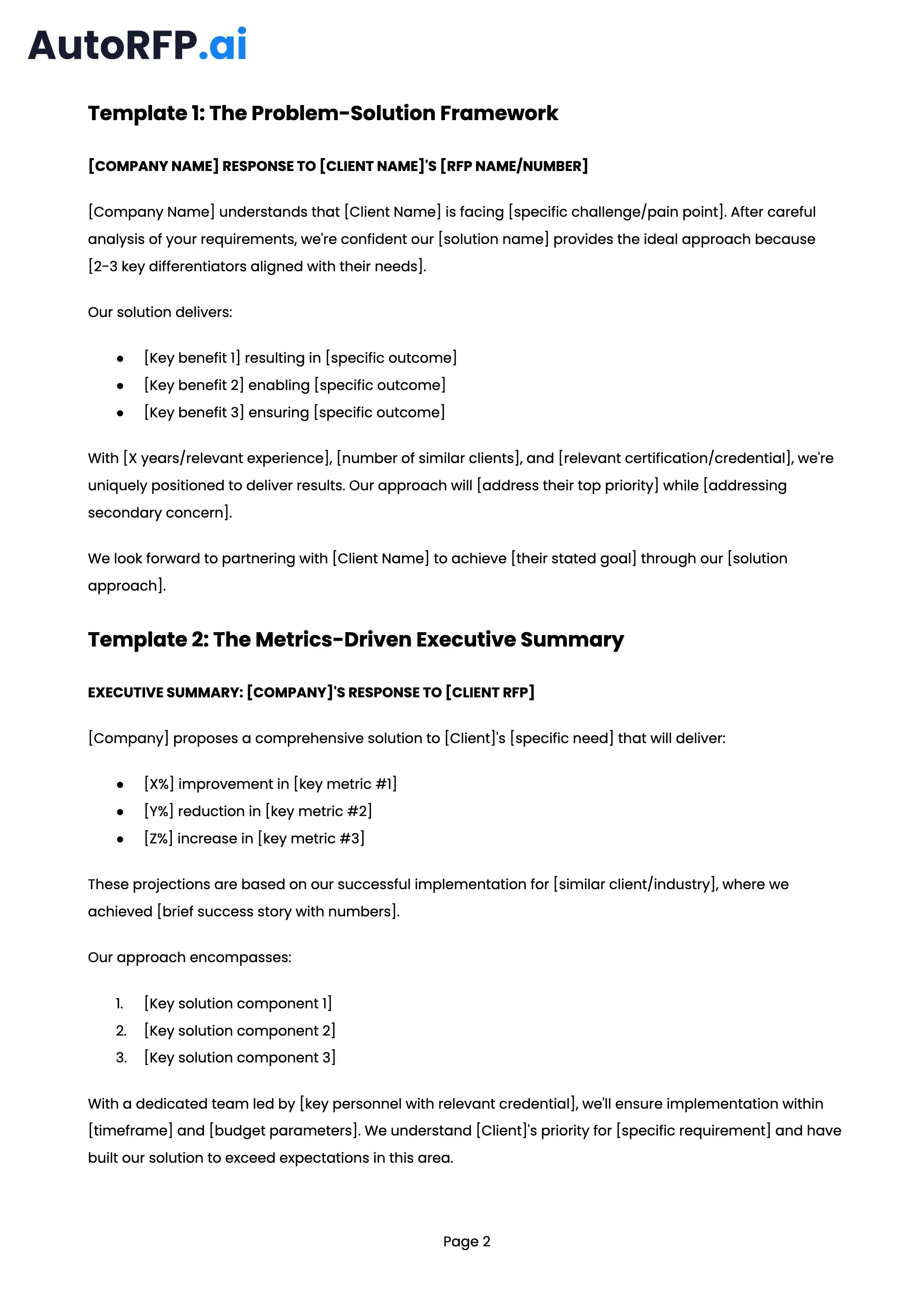 RFP Executive Summary Examples: Templates for Winning Proposals, page 2