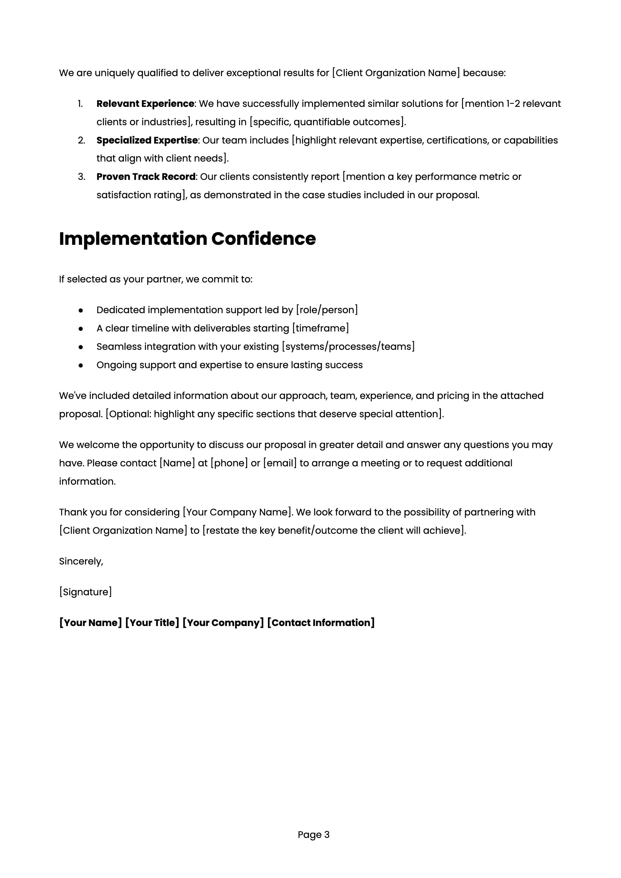 Ultimate RFP Cover Letter Template, page 3