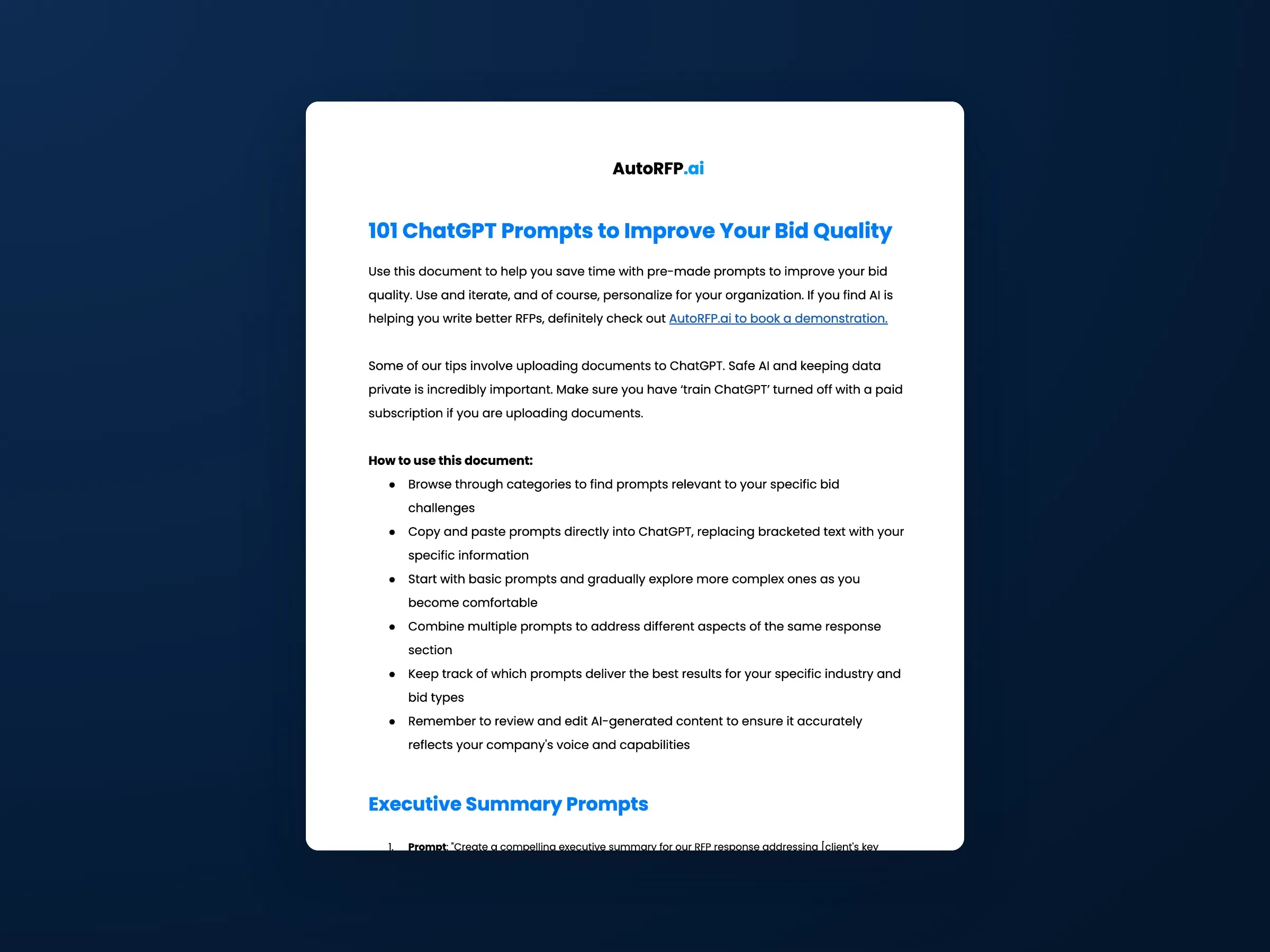 101 ChatGPT Prompts to Improve Your RFP Bid Quality preview