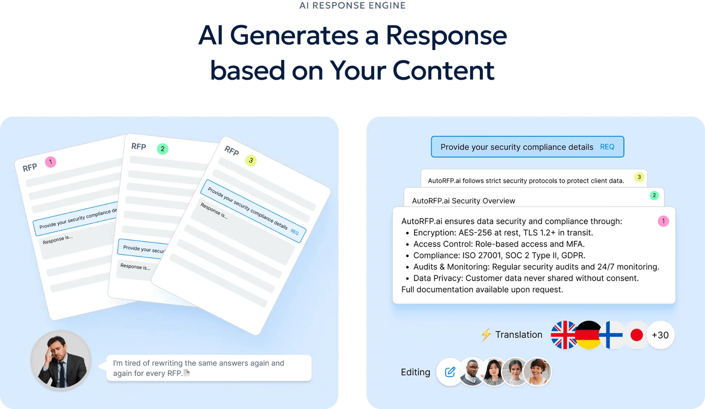 AutoRFP.ai content library interface for managing approved AIMA DDQ answers and evidence