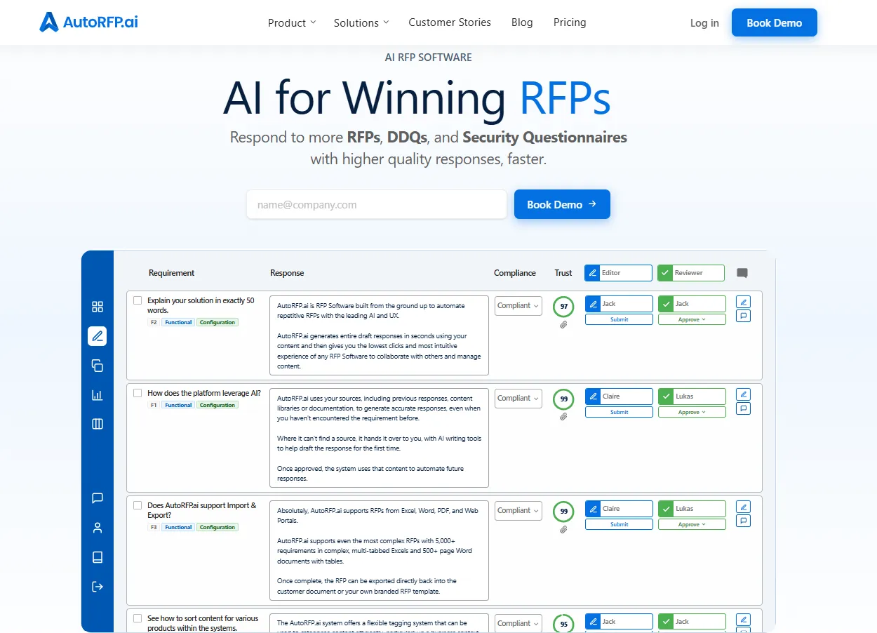 AutoRFP.ai enterprise RFP response workspace with source-grounded answers