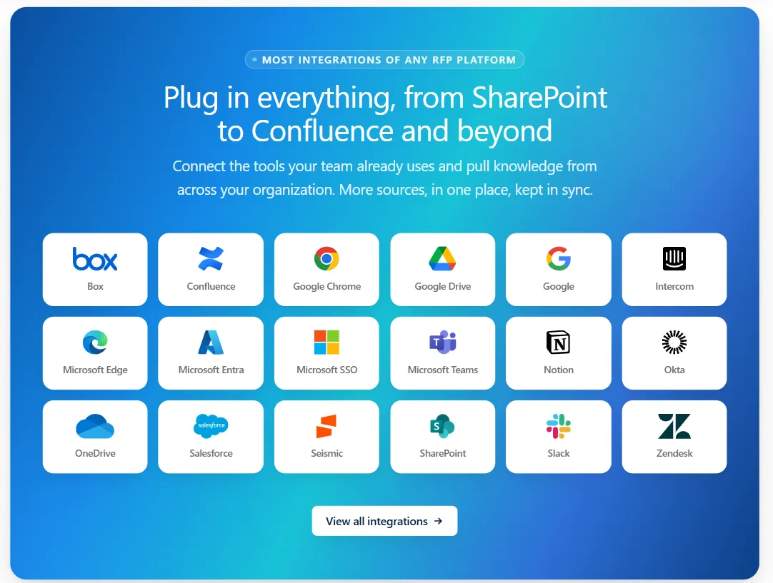 AutoRFP.ai integrations with SharePoint, Confluence, Notion, and Drive