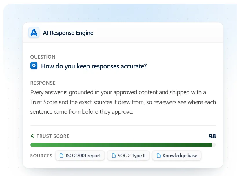 AutoRFP.ai source-grounded DDQ answers with Trust Scores