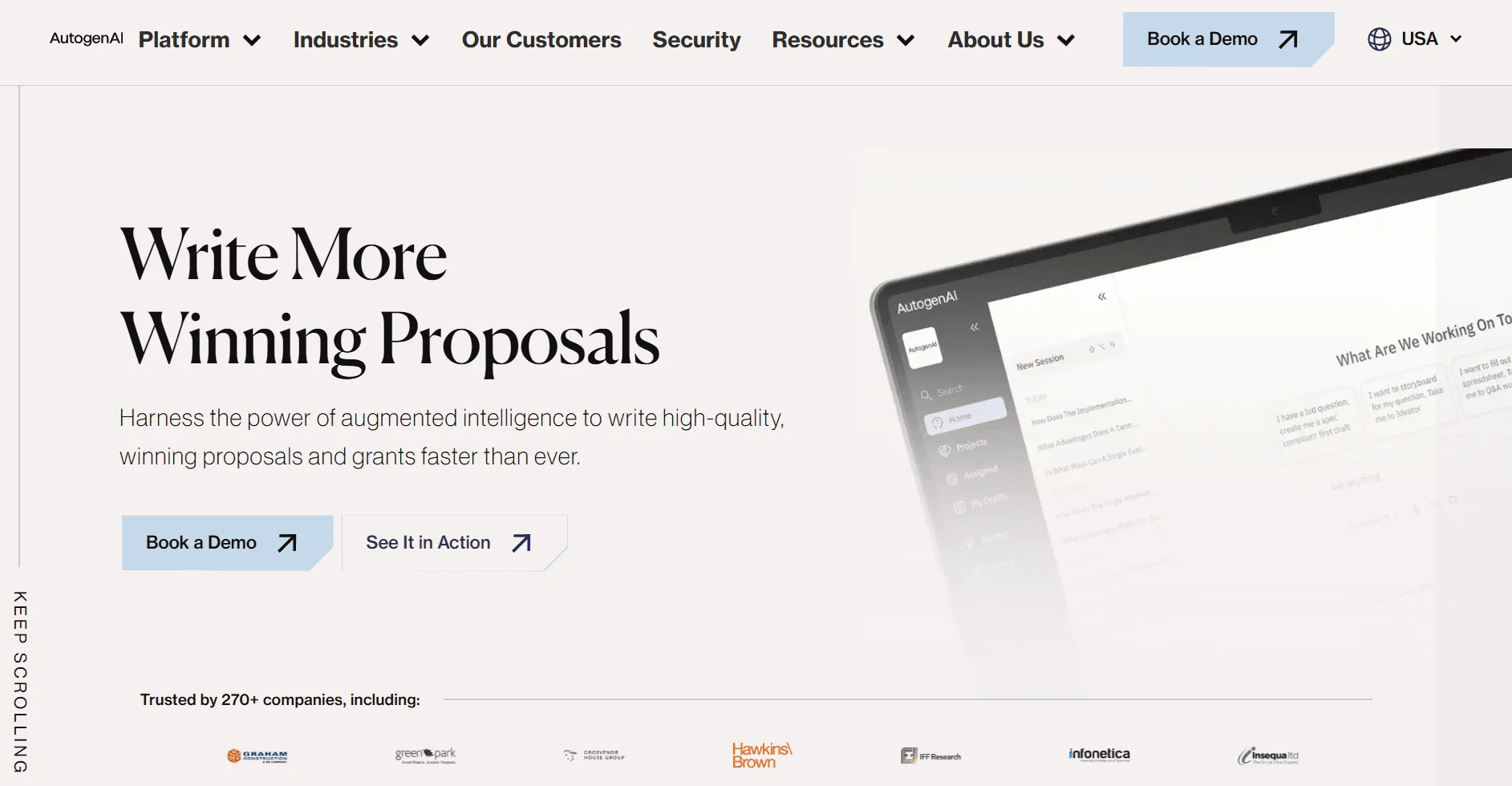 AutogenAI AI proposal writing interface