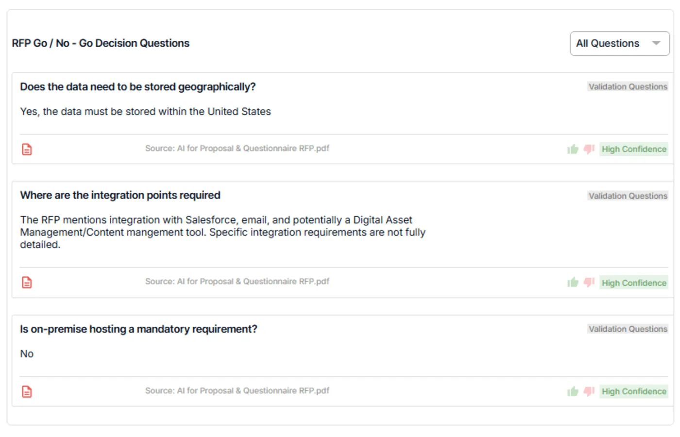 RFP go no go decision question