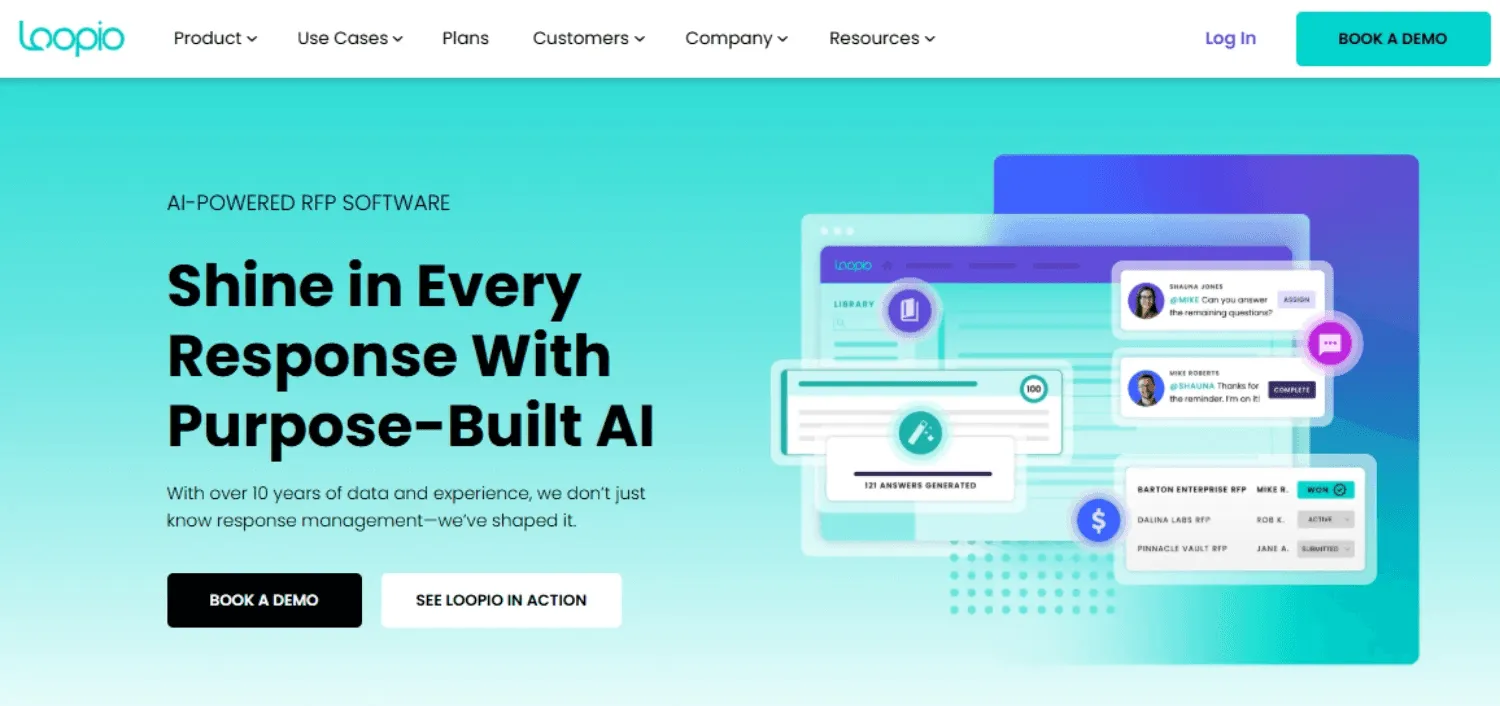 Loopio centralized response content library and collaboration view