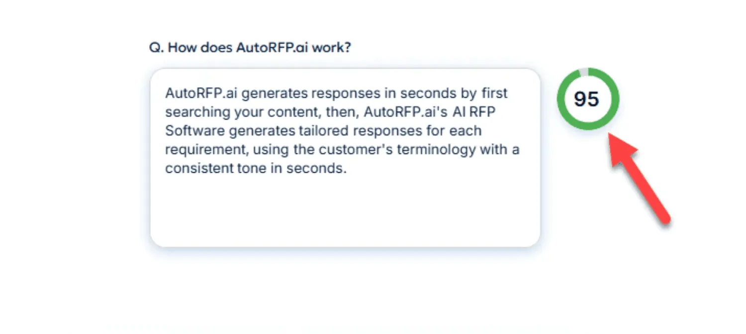 AutoRFP.ai AI Response Engine showing trust scores from 0 to 100