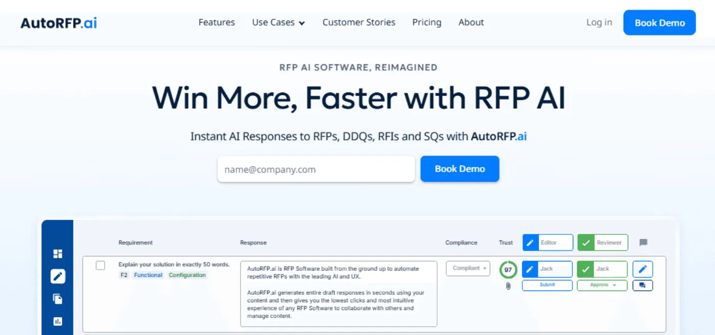 AutoRFP.ai platform for automating complex RFX responses