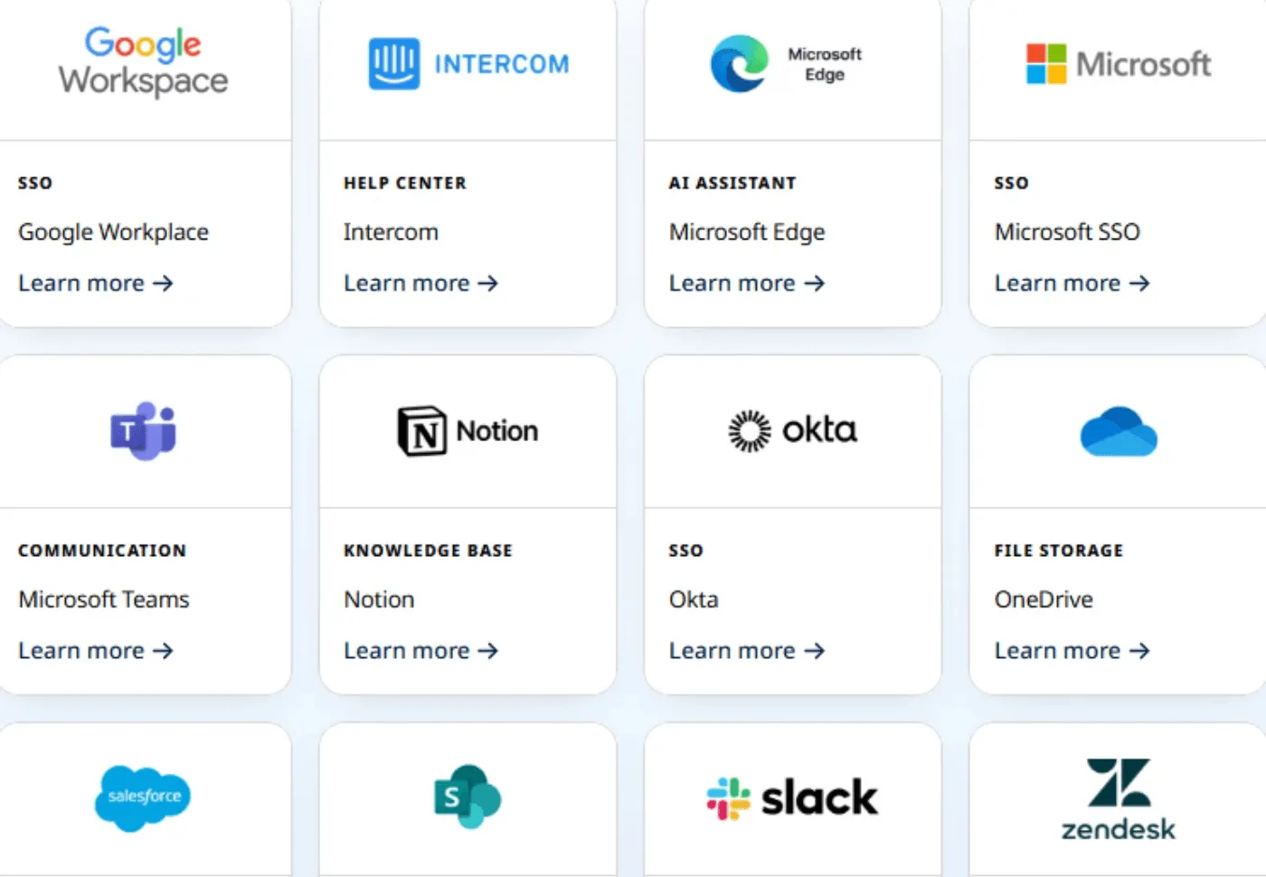 AutoRFP.ai integrations with Salesforce, Slack, Teams, and SharePoint