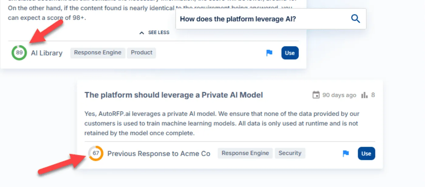 AutoRFP.ai AI generating first-draft RFP responses with trust scores