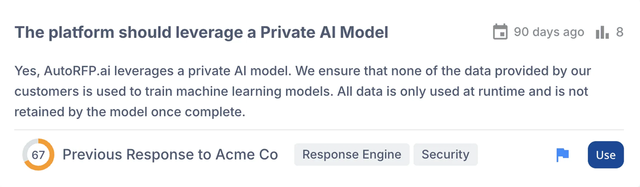AutoRFP.ai AI response engine generating a first draft