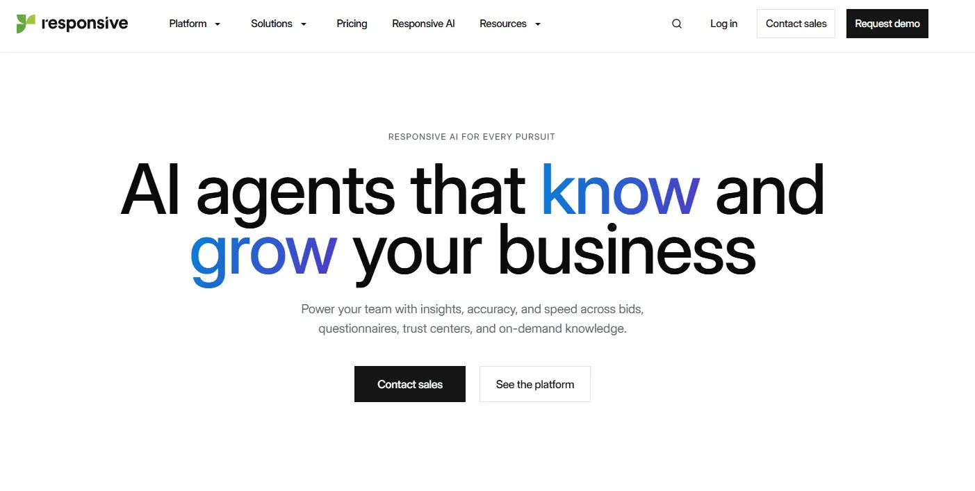 Responsive RFP management platform interface