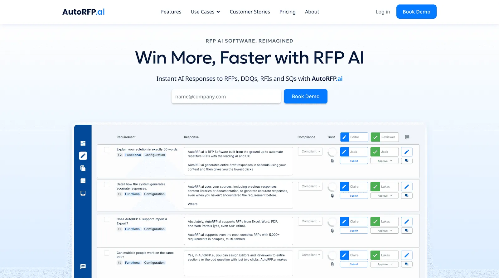 AutoRFP.ai AI response engine generating an RFP answer
