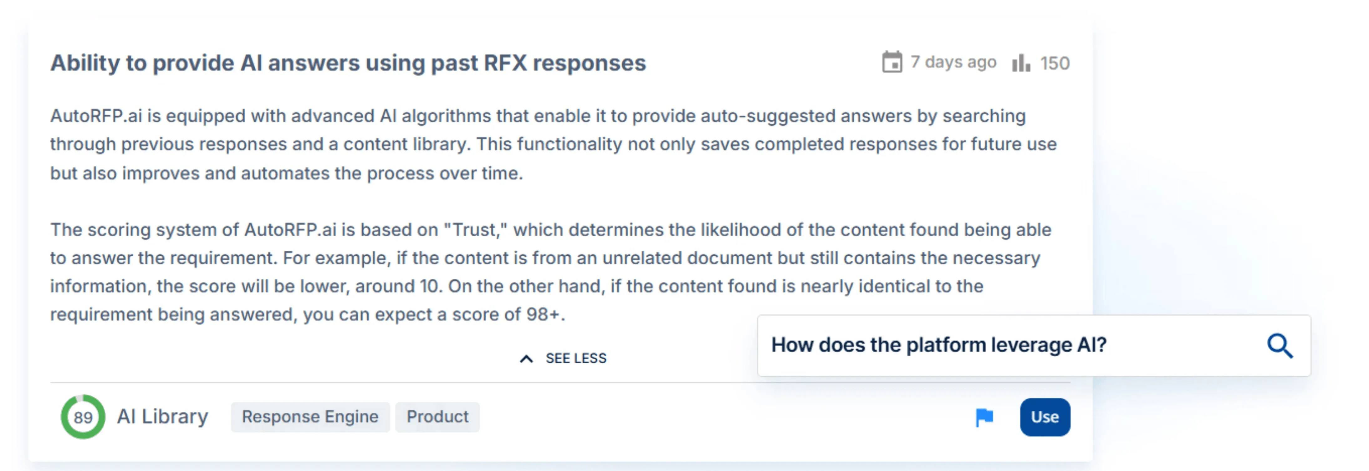 AutoRFP.ai semantic search compared to Qvidian keyword search