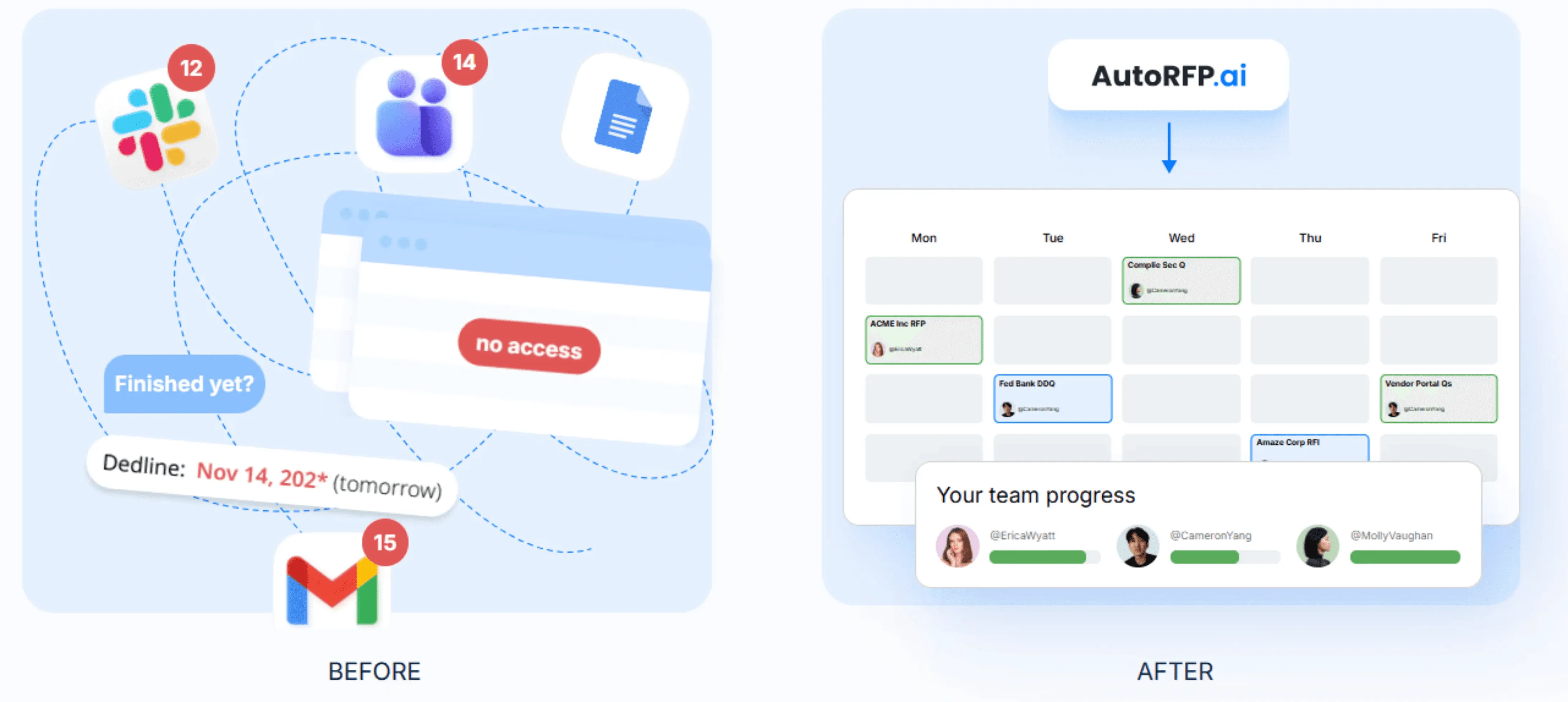 AutoRFP.ai RFP project management view