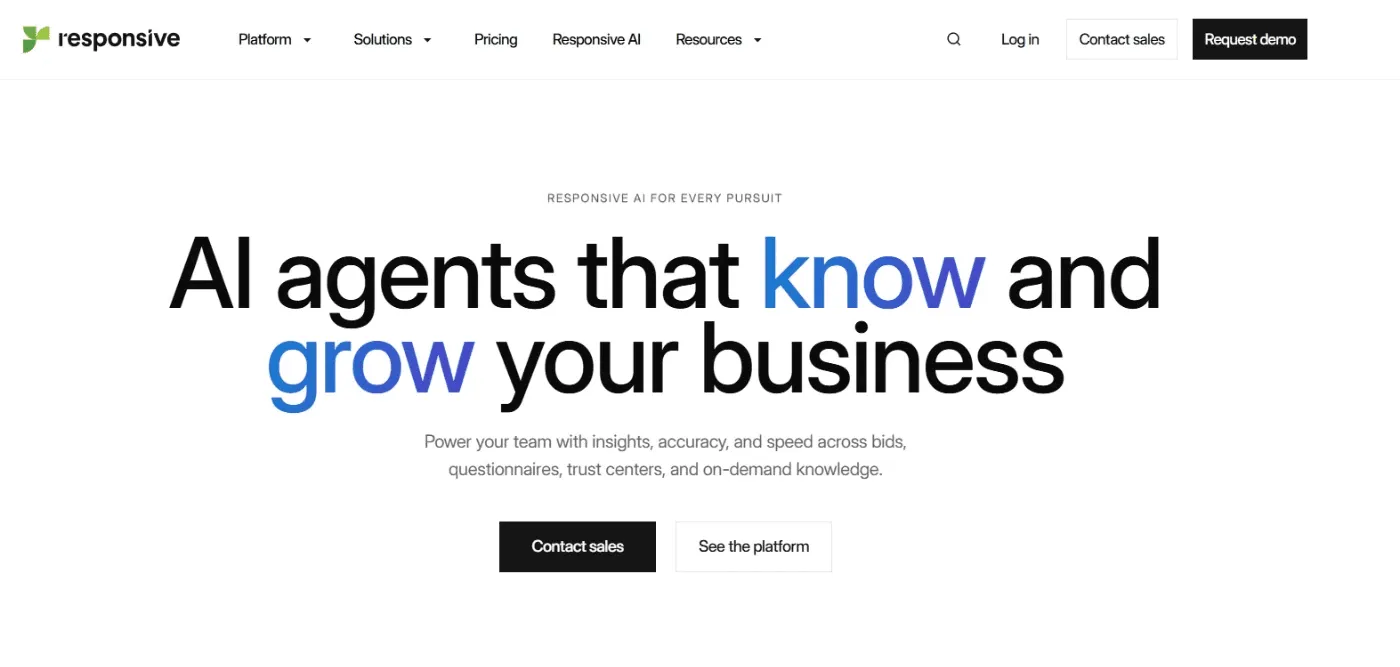 Responsive (formerly RFPIO) RFI response platform interface