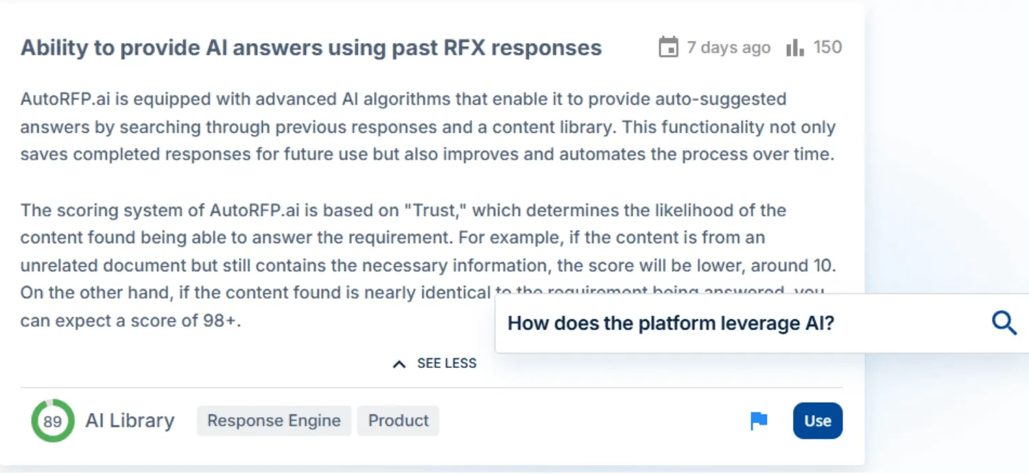 AutoRFP.ai learning system reusing approved responses