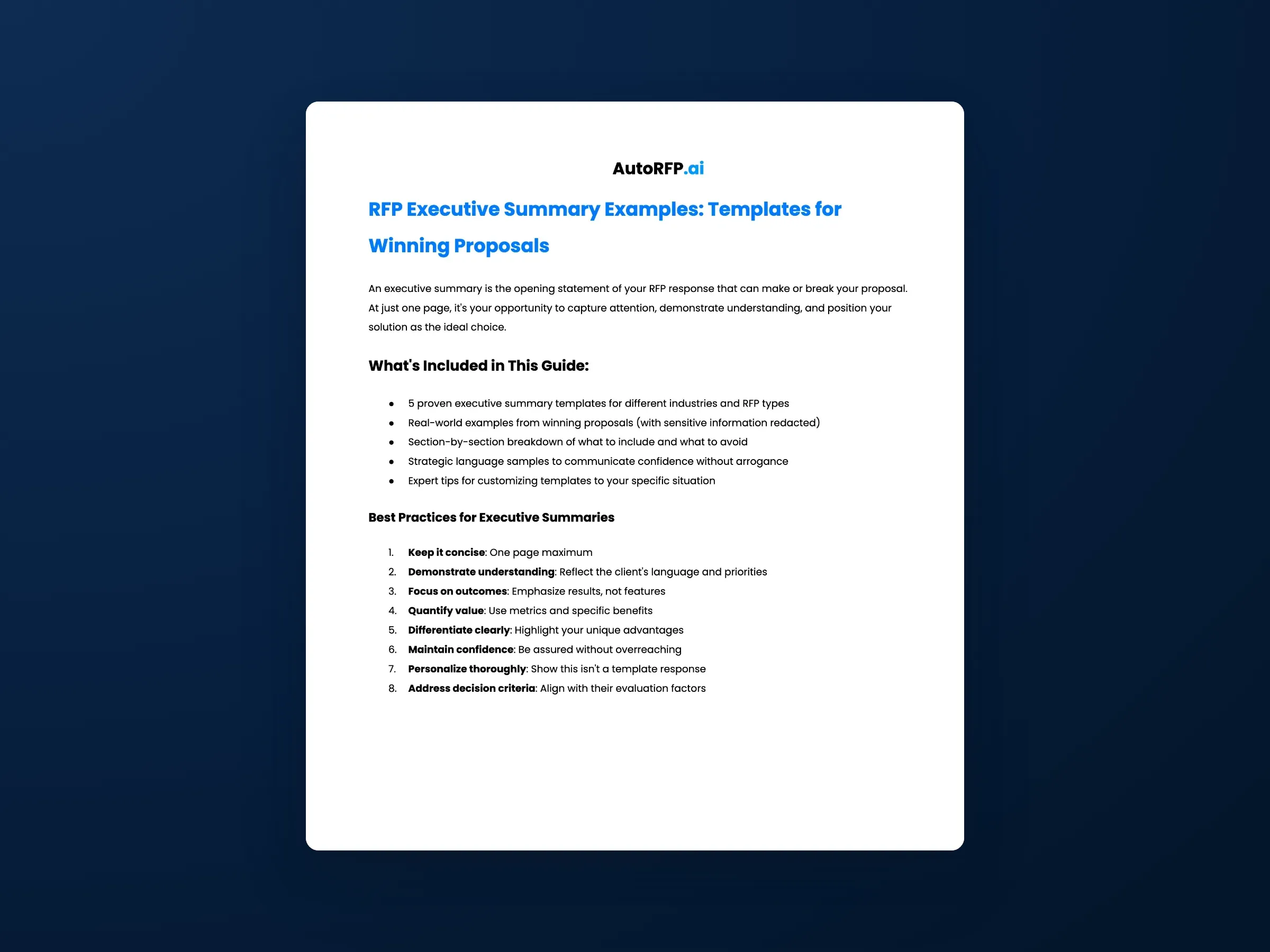 RFP Executive Summary Examples: Templates for Winning Proposals preview