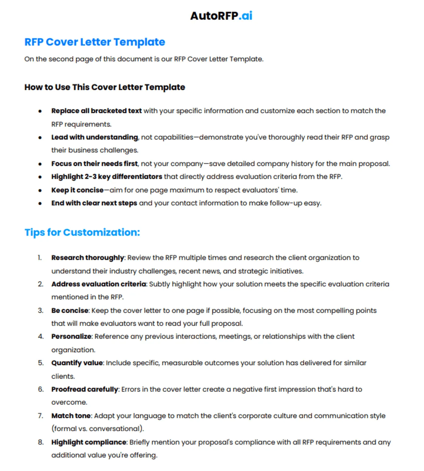 RFP cover letter template
