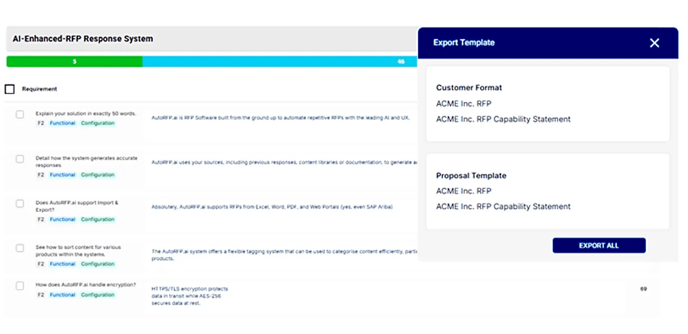 AutoRFP.ai helps teams export responses directly into the prospect’s original format