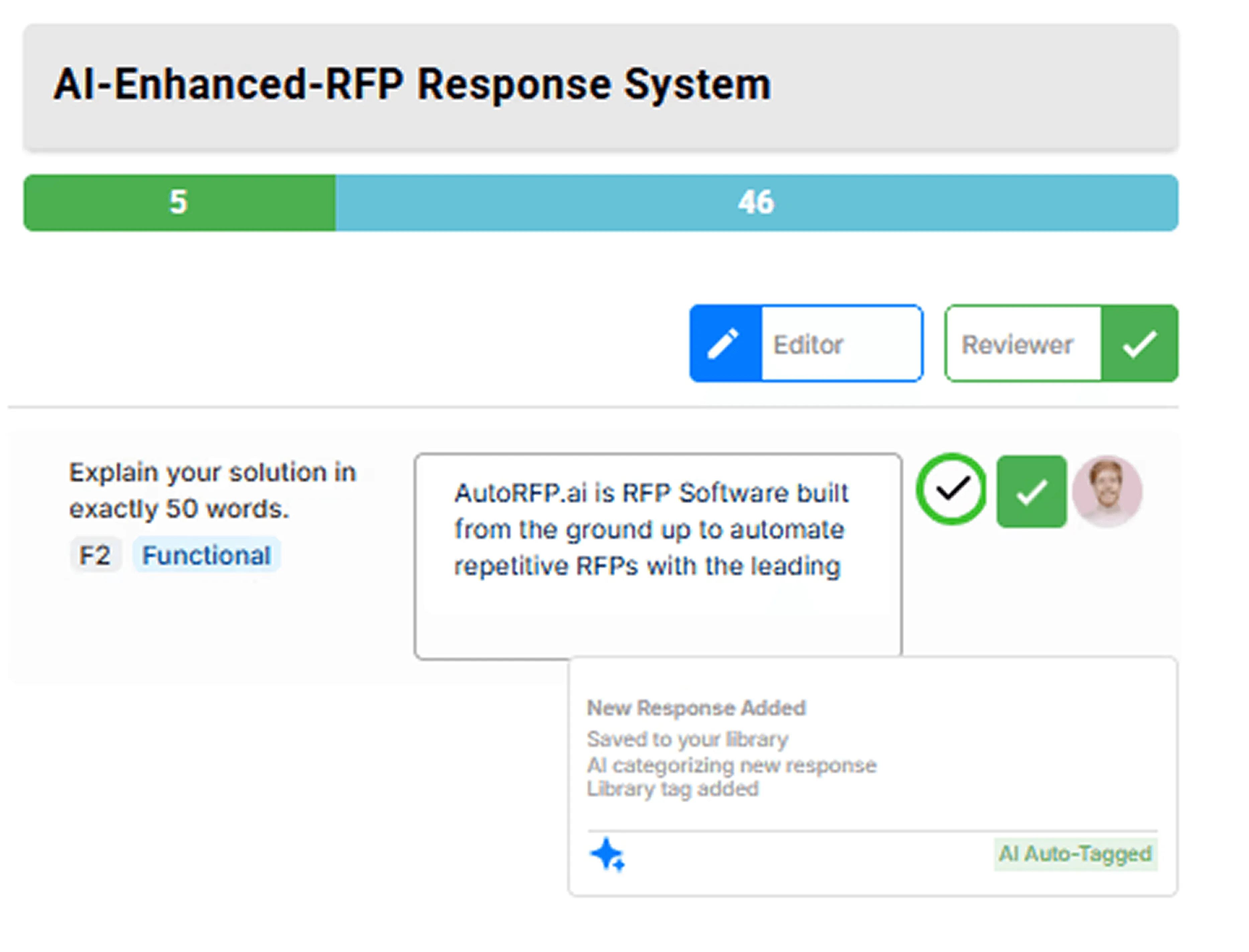 AutoRFP.ai automatically learning from approved responses