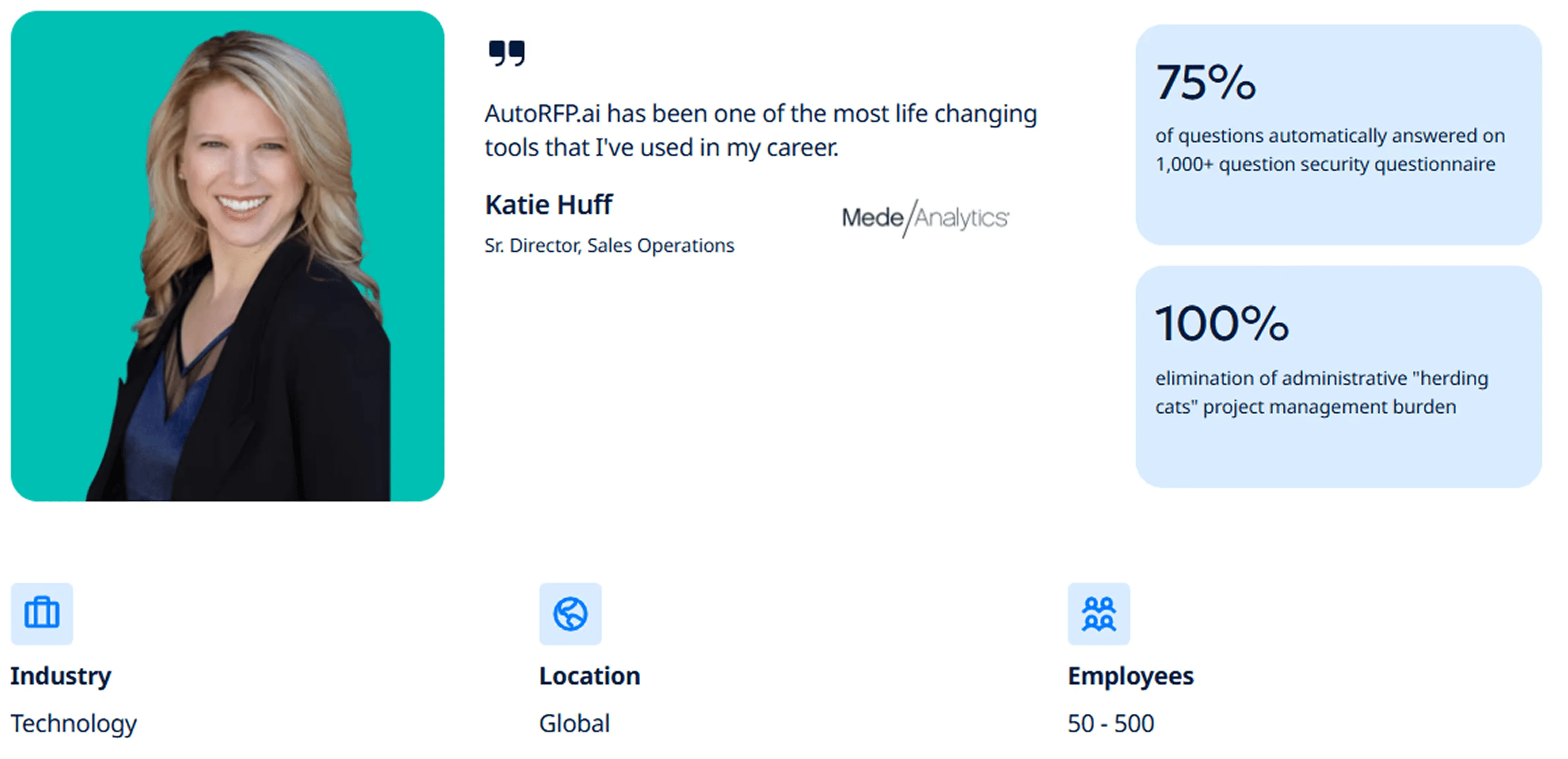 MedeAnalytics customer story results with AutoRFP.ai