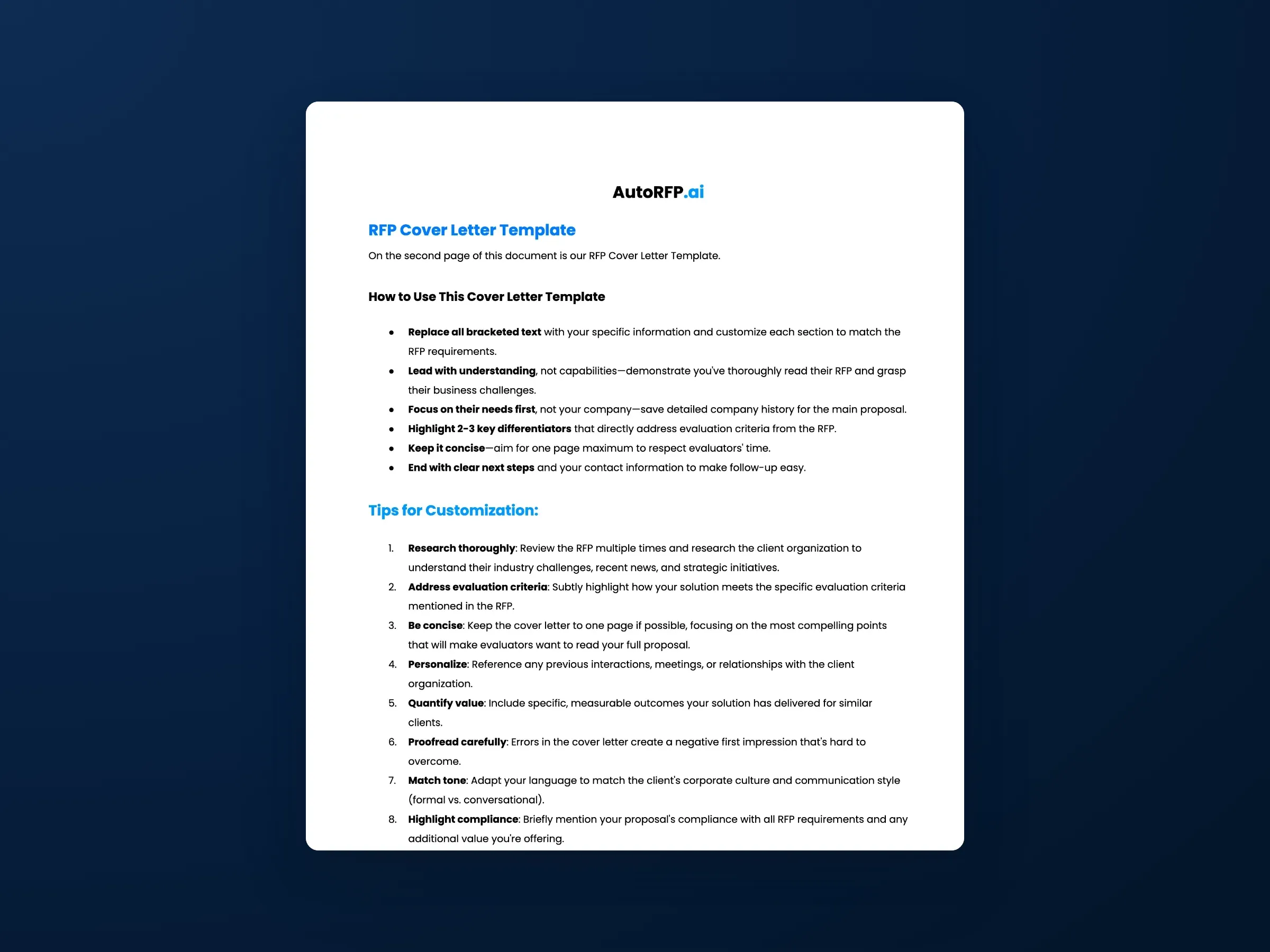 Ultimate RFP Cover Letter Template preview